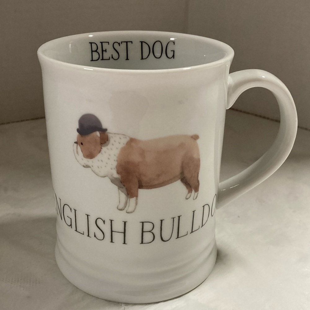 English Bulldog Mug Cup by Julianna Swaney For Fringe Ceramic Mug Cup White 14oz